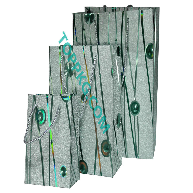 Special glitter paper gift bag shopping bag custom bag-Custom sizeand  color-PP rope