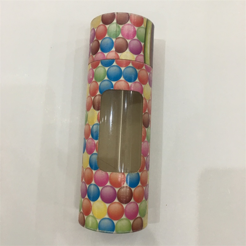 push up paper tube for lip balm container with rolled egde and PE window